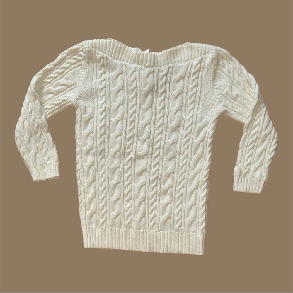 Lands End Cable Knit Sweater - Ivory‎ XS